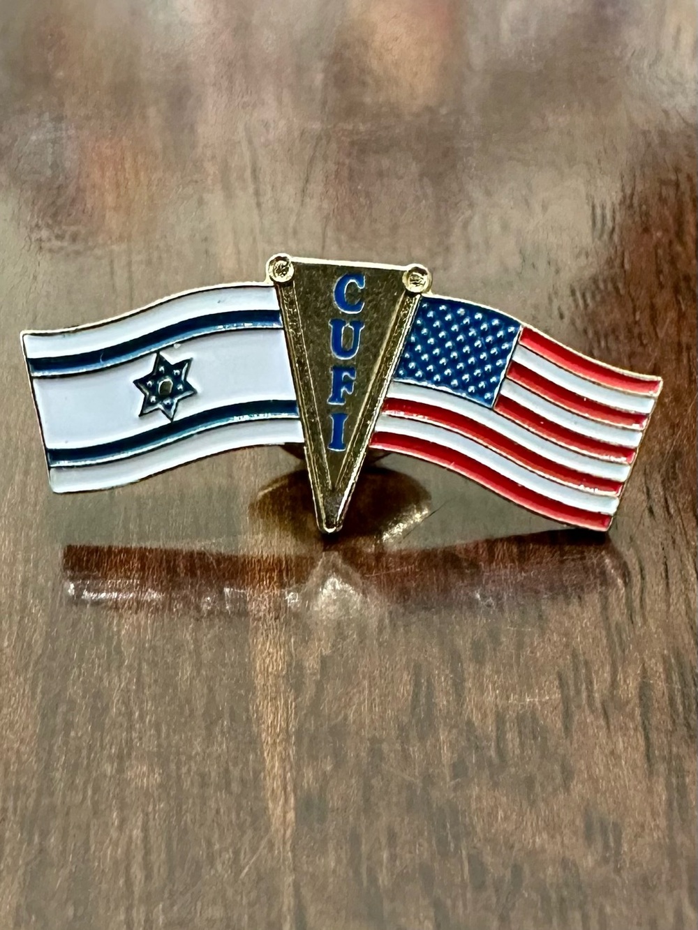 Christians United For Israel CUFI United States & Israel Crossed Flags Pin